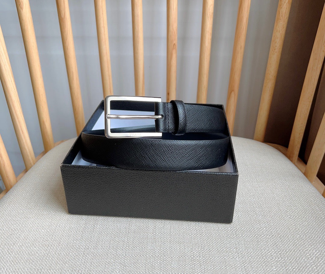 PRADA 25S BELT 30 MM IN BLACK CALFSKIN 585794