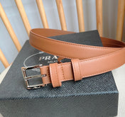 PRADA 25S BELT 25 MM IN BROWN CALFSKIN 585798