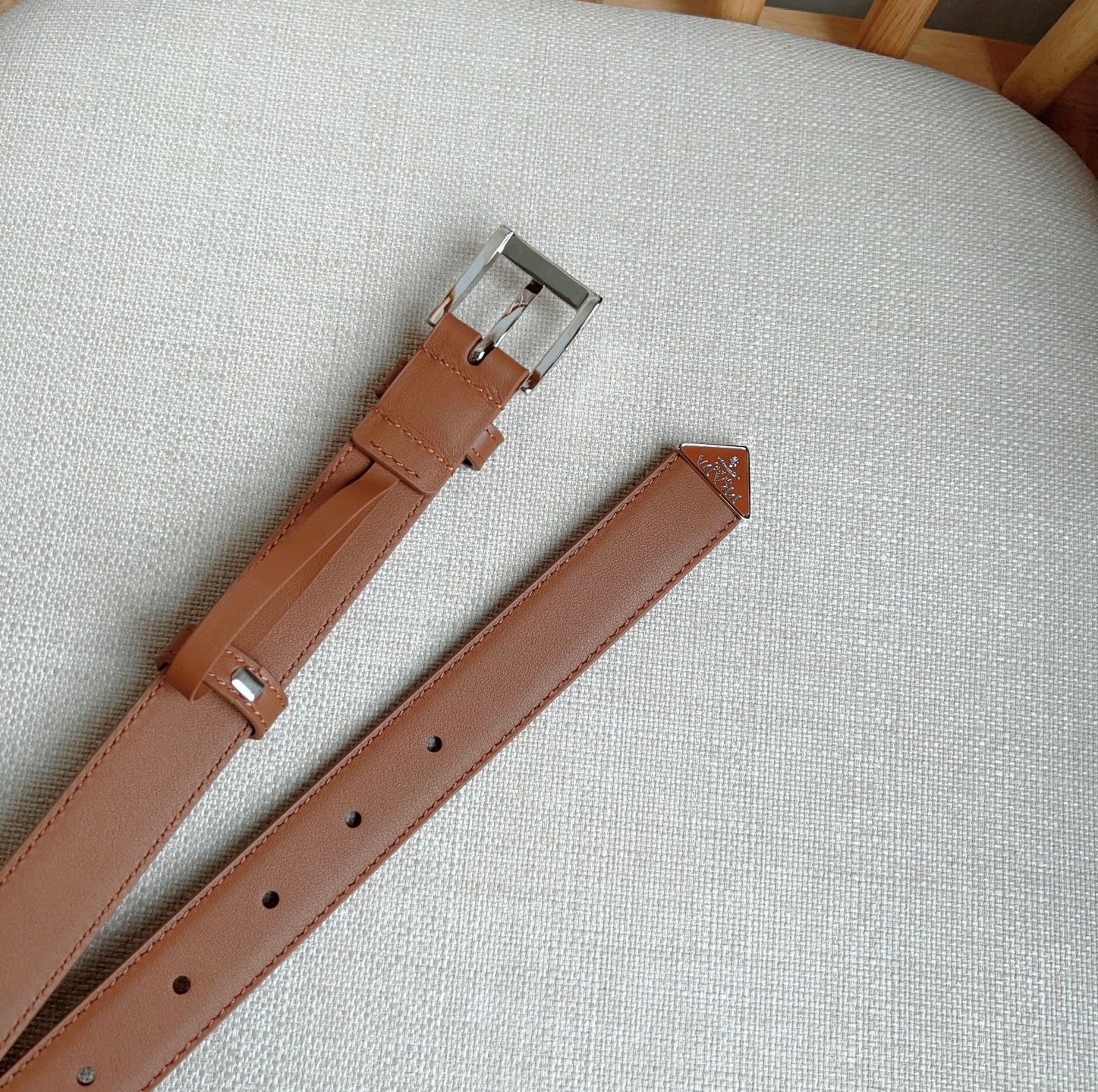 PRADA 25S BELT 25 MM IN BROWN CALFSKIN 585798