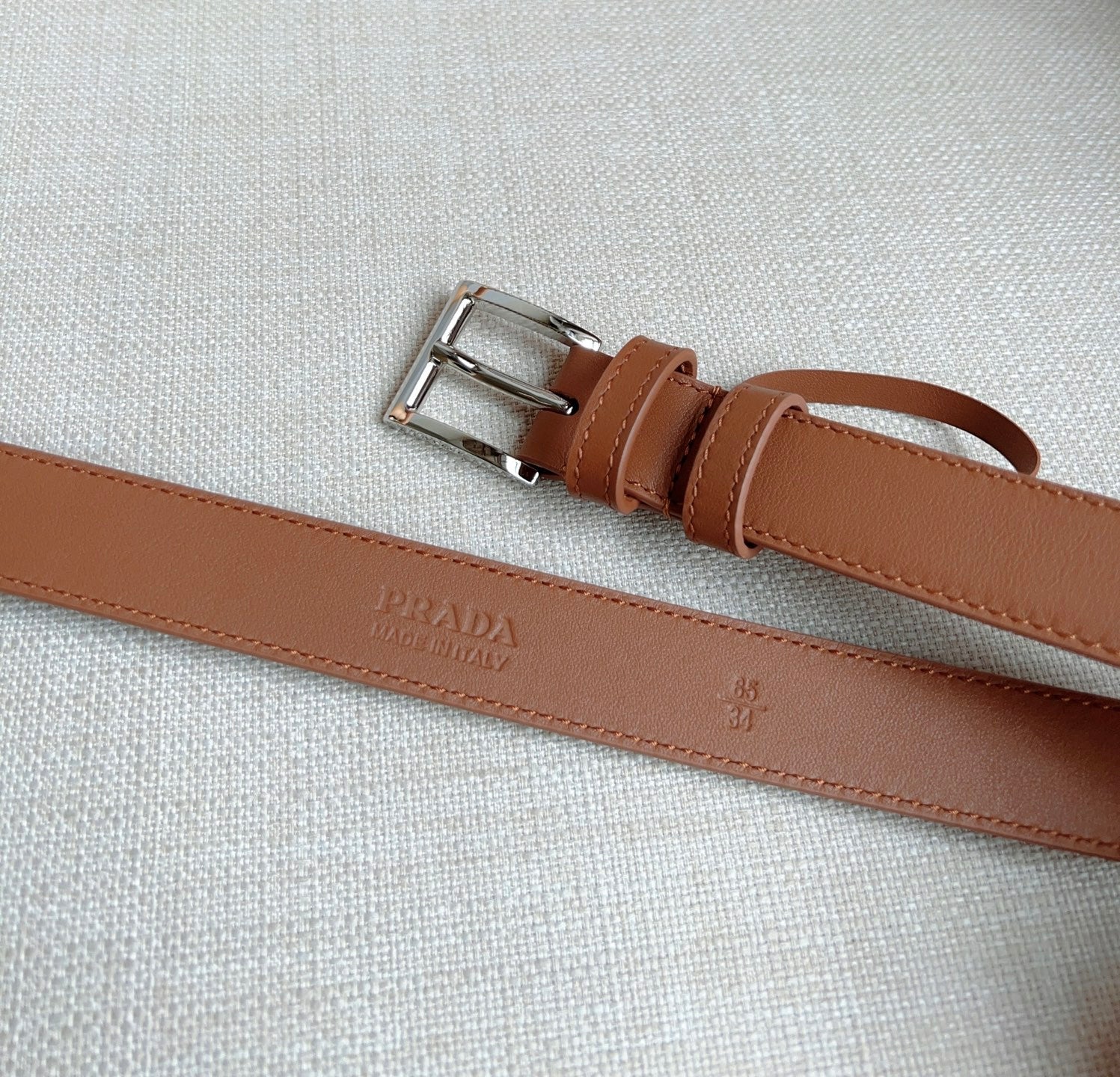 PRADA 25S BELT 25 MM IN BROWN CALFSKIN 585798