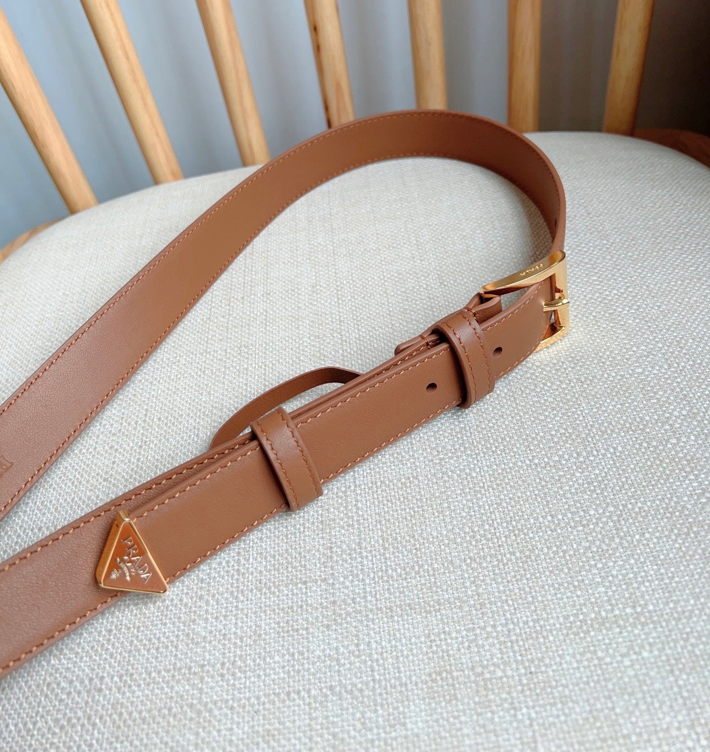 PRADA 25S BELT 25 MM IN BROWN CALFSKIN 585799
