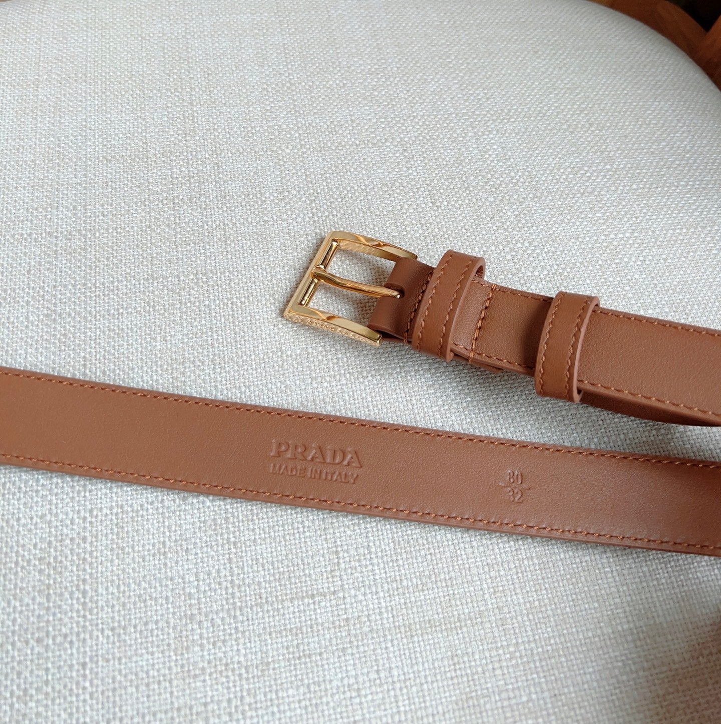 PRADA 25S BELT 25 MM IN BROWN CALFSKIN 585799