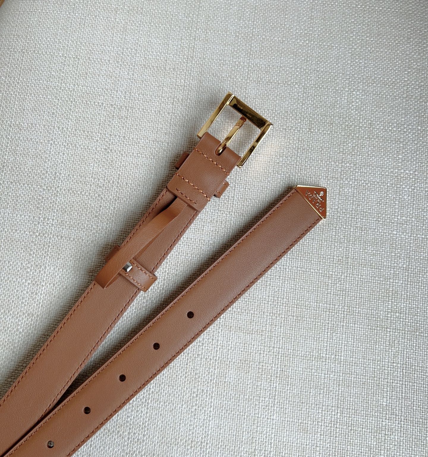 PRADA 25S BELT 25 MM IN BROWN CALFSKIN 585799