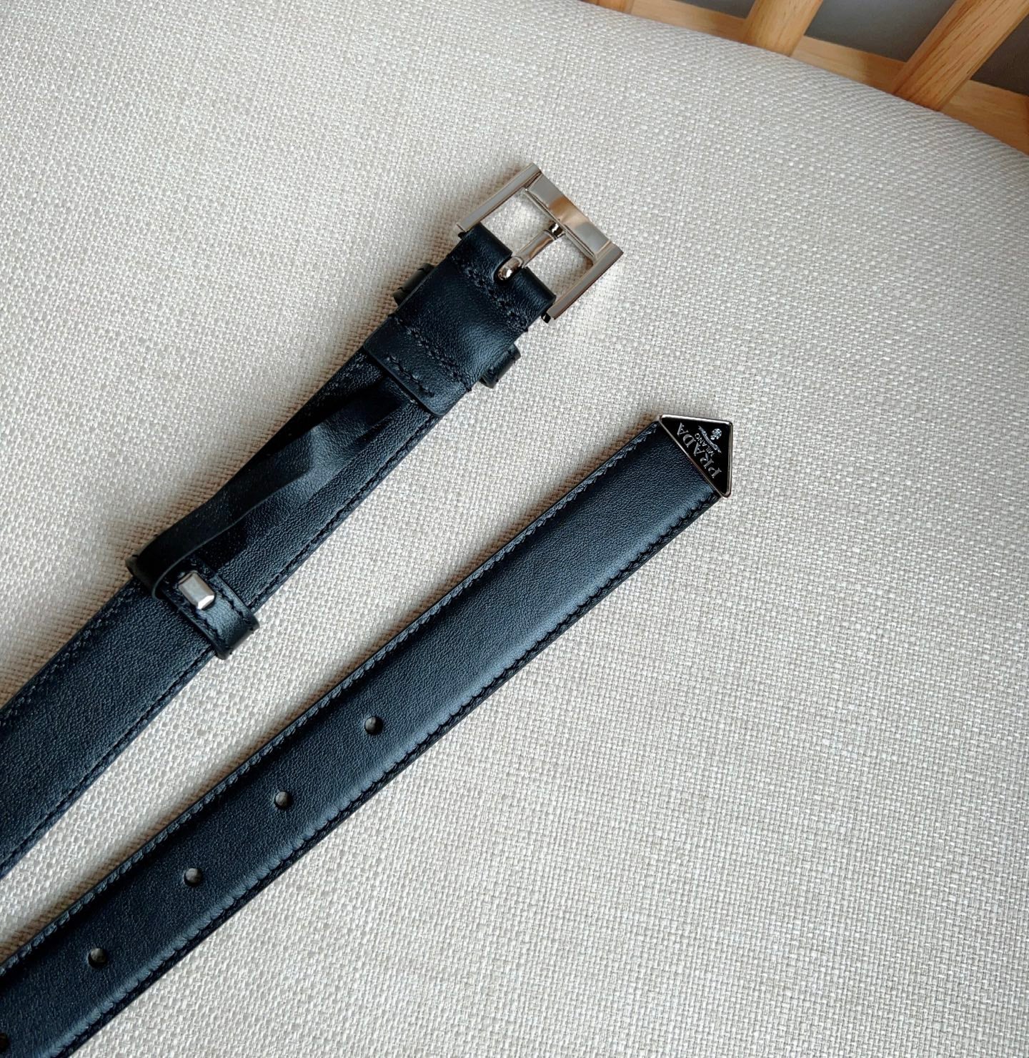 PRADA 25S BELT 25 MM IN BLACK CALFSKIN 585800