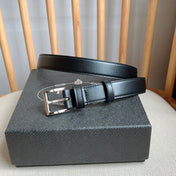 PRADA 25S BELT 25 MM IN BLACK CALFSKIN 585800