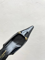 CARINE SLINGBACK PUMPS 45 IN PATENT BLACK LEATHER