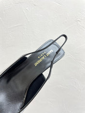 CARINE SLINGBACK PUMPS 45 IN PATENT BLACK LEATHER