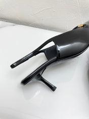 CARINE SLINGBACK PUMPS 45 IN PATENT BLACK LEATHER