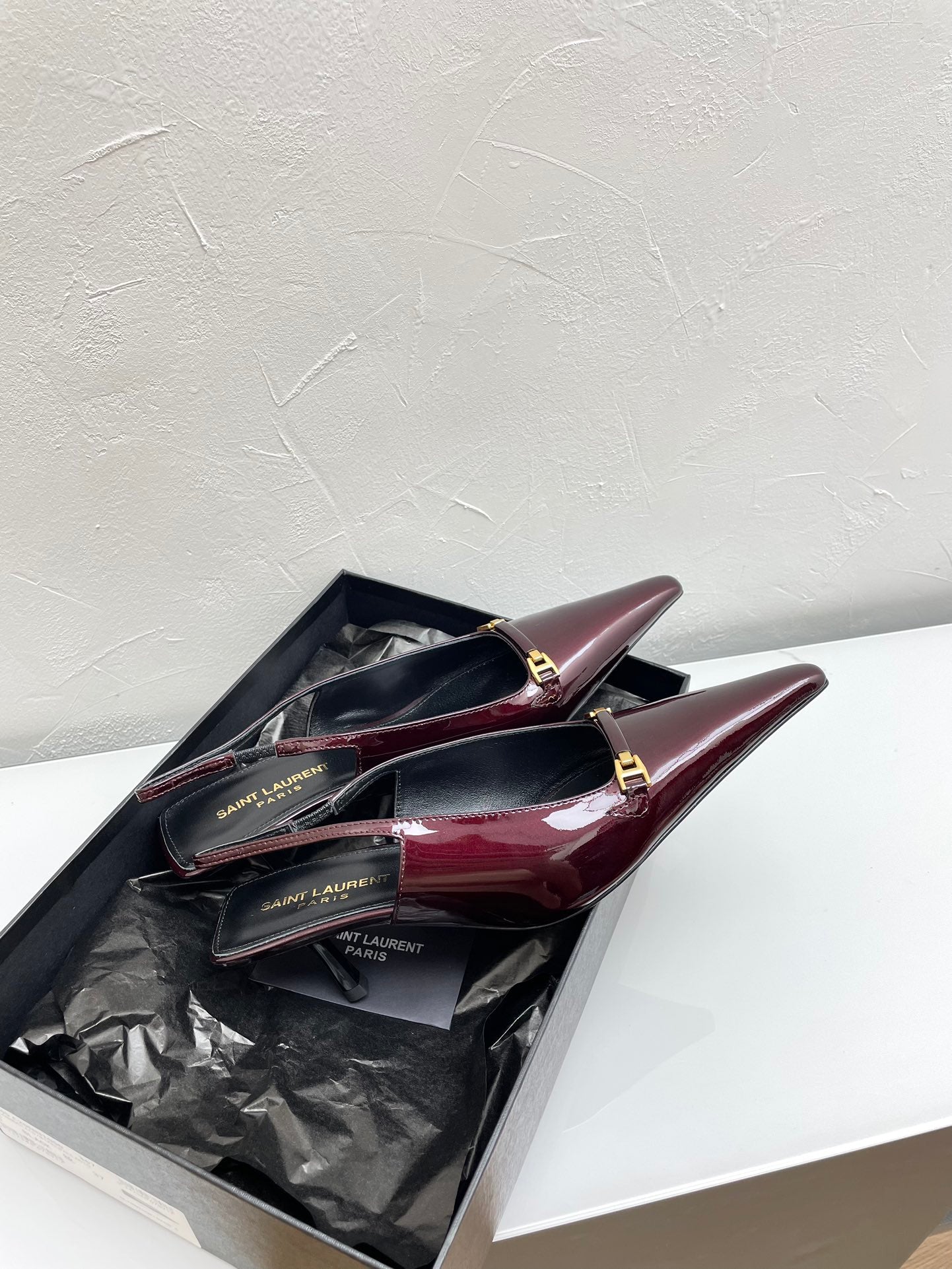 CARINE SLINGBACK PUMPS 45 IN PATENT MAROON LEATHER