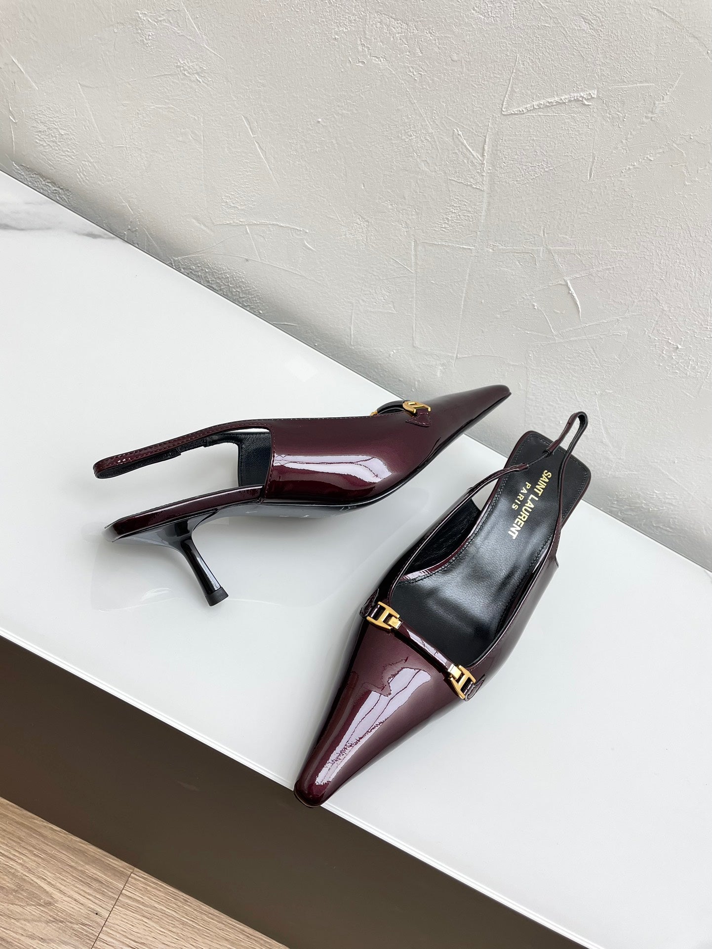 CARINE SLINGBACK PUMPS 45 IN PATENT MAROON LEATHER