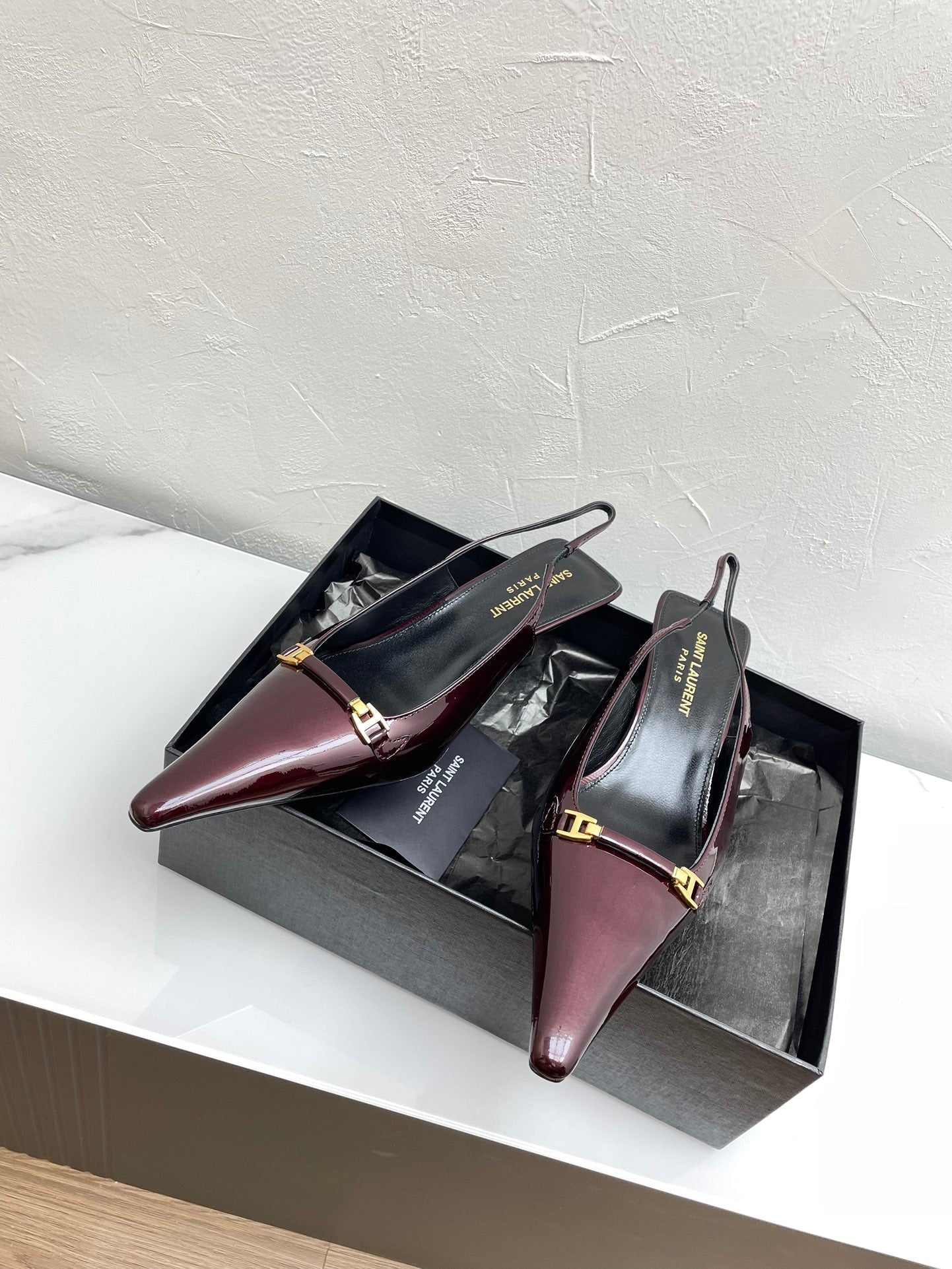 CARINE SLINGBACK PUMPS 45 IN PATENT MAROON LEATHER