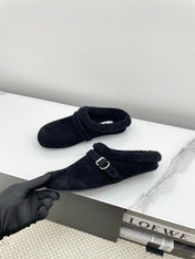 ALAIA 26S MULE IN BLACK SUEDE AND WOOL