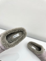 ALAIA 26S MULE IN PINKISH GREY SUEDE AND WOOL