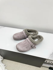 ALAIA 26S MULE IN PINKISH GREY SUEDE AND WOOL