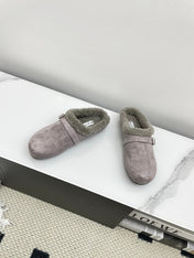 ALAIA 26S MULE IN PINKISH GREY SUEDE AND WOOL