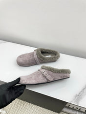 ALAIA 26S MULE IN PINKISH GREY SUEDE AND WOOL