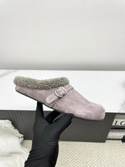 ALAIA 26S MULE IN PINKISH GREY SUEDE AND WOOL