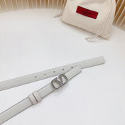 Vlogo Buckle Water Wave Silver Copper Glossy White Leather 20mm Belt