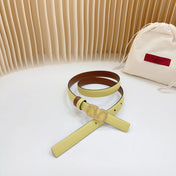 Vlogo Buckle Water Wave Gold Copper Glossy Brown Yellow Leather 20mm Belt