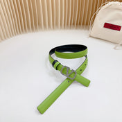 Vlogo Buckle Water Wave Silver Copper Glossy Green Black Leather 20mm Belt
