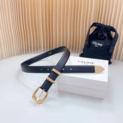 Medium Western Belt 25mm Black Calfskin Gold Loop Ghw