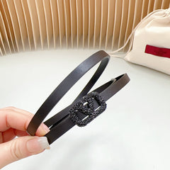 VL Belt 8mm Buckle Black Diamond Leather Black