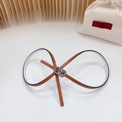 VL Belt 8mm Buckle Silver Diamond Leather Tan White