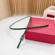 VL Belt 8mm Buckle Silver Diamond Leather Green Cloud Blue