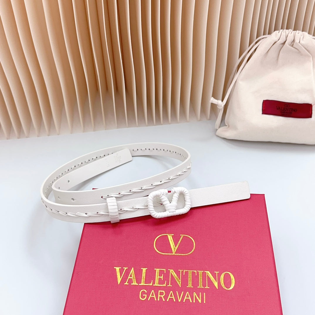 Vlogo White Leather Buckle 20mm White Belt