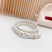 Vlogo White Leather Buckle 20mm White Belt