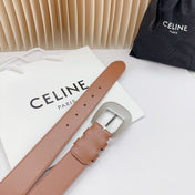 LARGE WESTERN 35 MM BELT BRONZE BROWN CALFSKIN SILVER HARDWARE