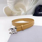 CC 30MM BELT IN GOLDENROD BROWN SHINNY CALFSKIN WHITE LOGO