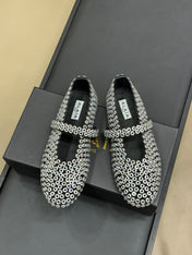 CRYSTAL-EMBELLISHED BALLERINA SHOES WHITE