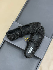 CRYSTAL-EMBELLISHED BALLERINA SHOES BLACK