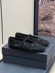 CRYSTAL-EMBELLISHED BALLERINA SHOES BLACK