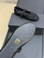 CRYSTAL-EMBELLISHED BALLERINA SHOES BLACK