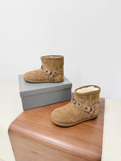 BALENCIAGA 25S ALASKA ANKLE BOOTS IN LIGHT BROWN SUEDE AND LAMBSKIN