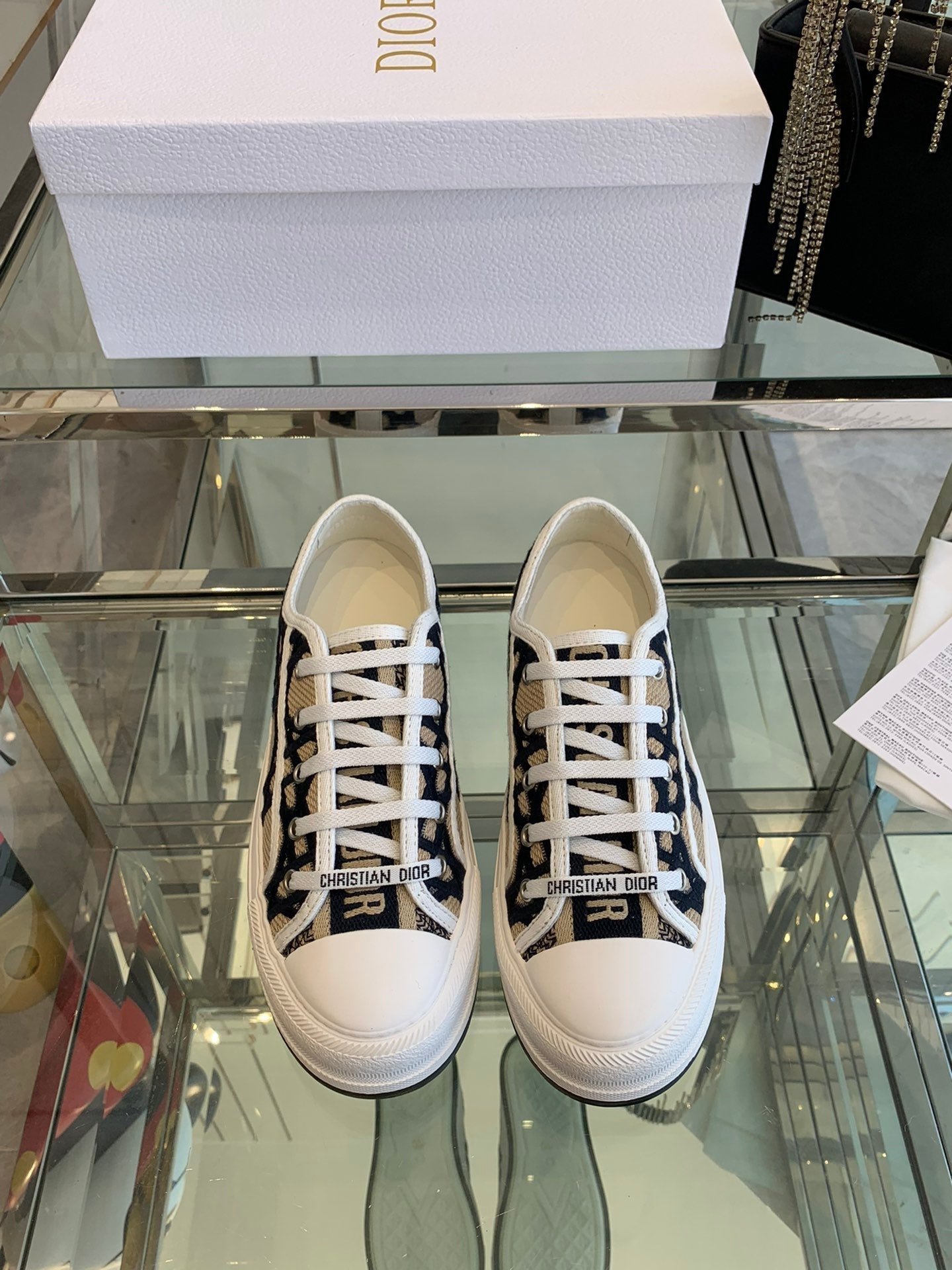 WALK'N PLATFORM SNEAKER IN CAMEL BEIGE MIX BLACK EMBROIDERED FABRIC