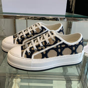 WALK'N PLATFORM SNEAKER IN CAMEL BEIGE MIX BLACK EMBROIDERED FABRIC