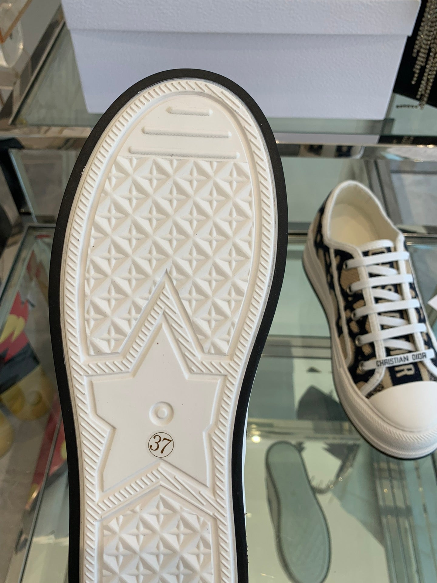 WALK'N PLATFORM SNEAKER IN CAMEL BEIGE MIX BLACK EMBROIDERED FABRIC