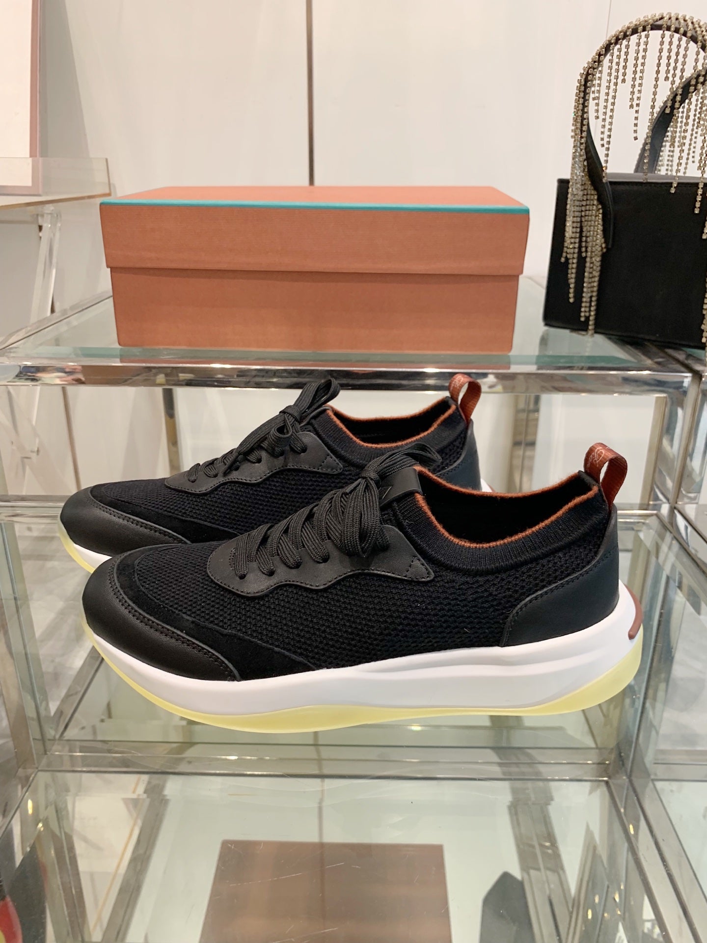 SNEAKER IN BLACK CANVAS MIX SUEDE WITH LAMBSKIN