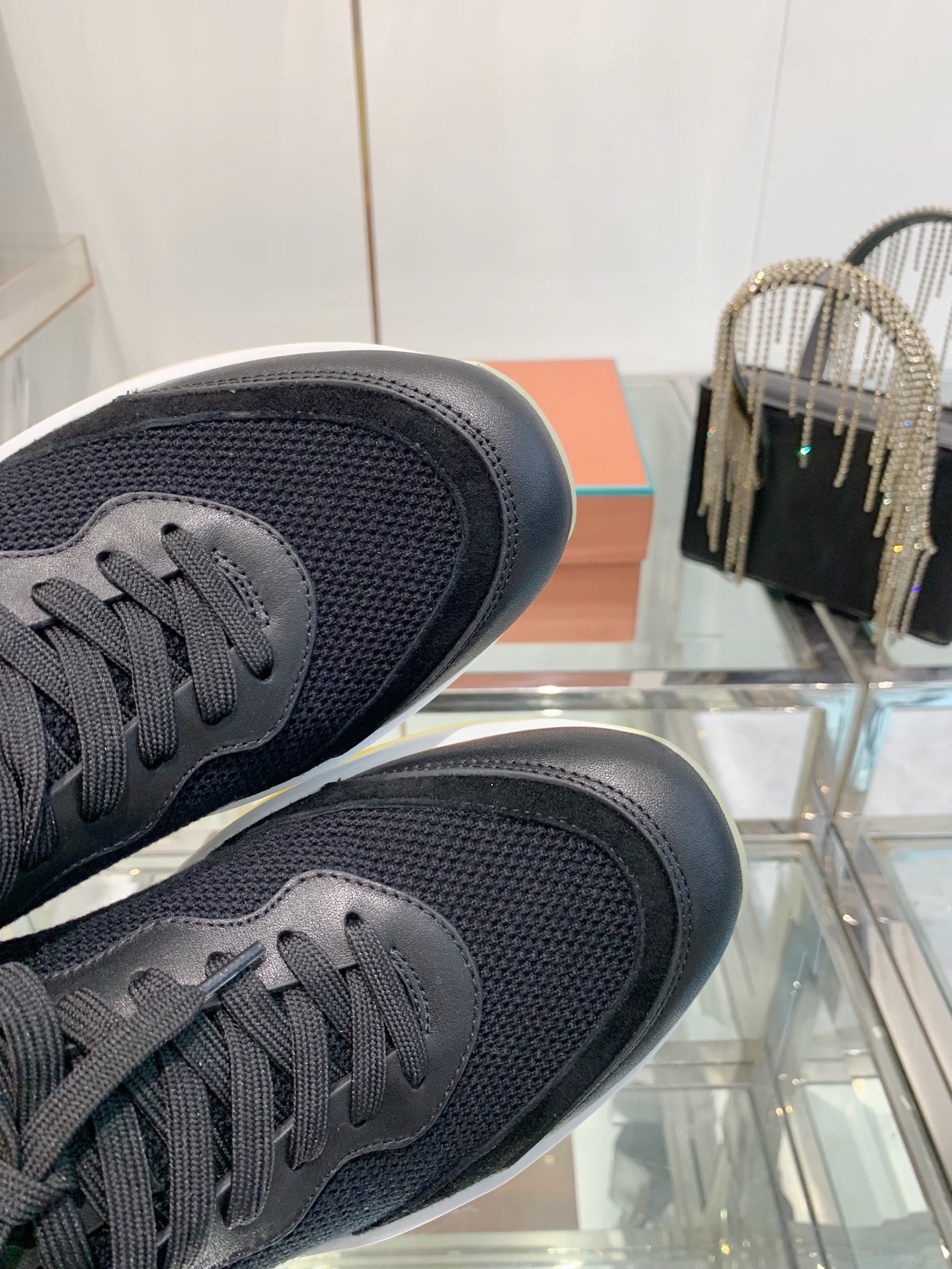 SNEAKER IN BLACK CANVAS MIX SUEDE WITH LAMBSKIN