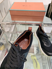 SNEAKER IN BLACK CANVAS MIX SUEDE WITH LAMBSKIN