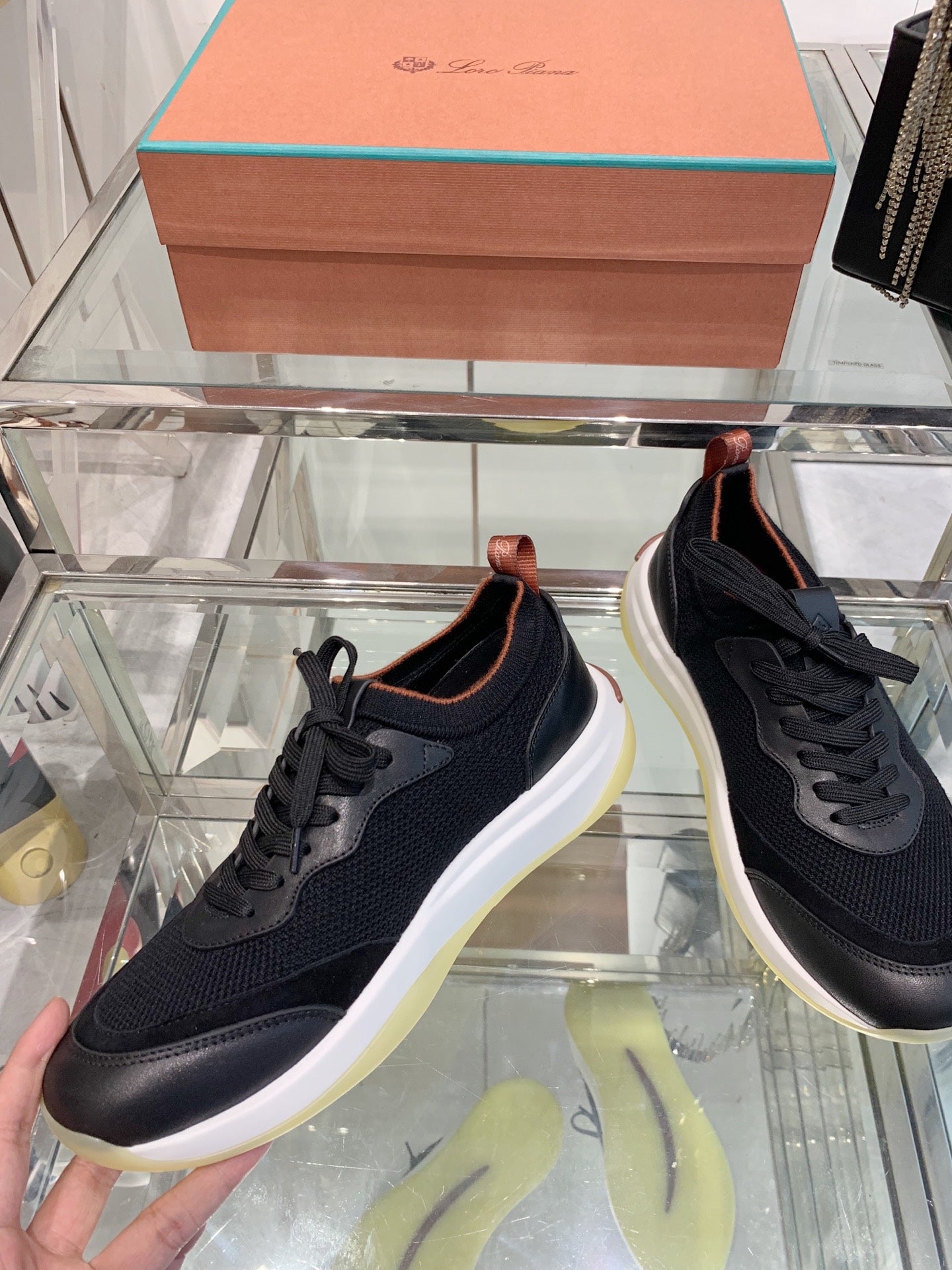 SNEAKER IN BLACK CANVAS MIX SUEDE WITH LAMBSKIN