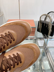 SNEAKER IN BURNT ORANGE CANVAS MIX SUEDE WITH LAMBSKIN