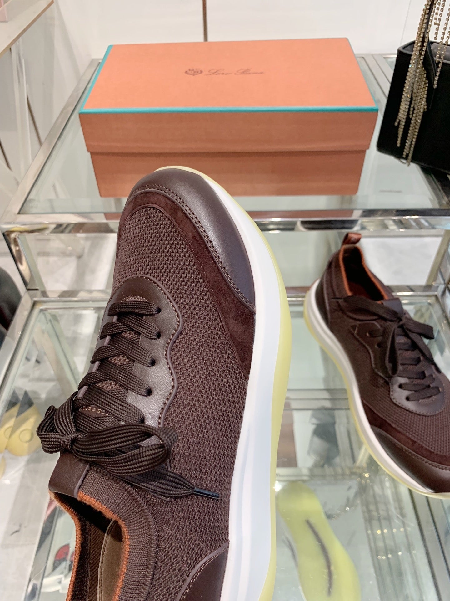 SNEAKER IN MAHOGANY RED CANVAS MIX SUEDE WITH LAMBSKIN