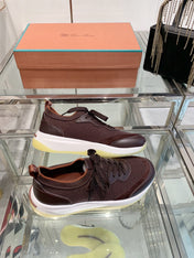 SNEAKER IN MAHOGANY RED CANVAS MIX SUEDE WITH LAMBSKIN