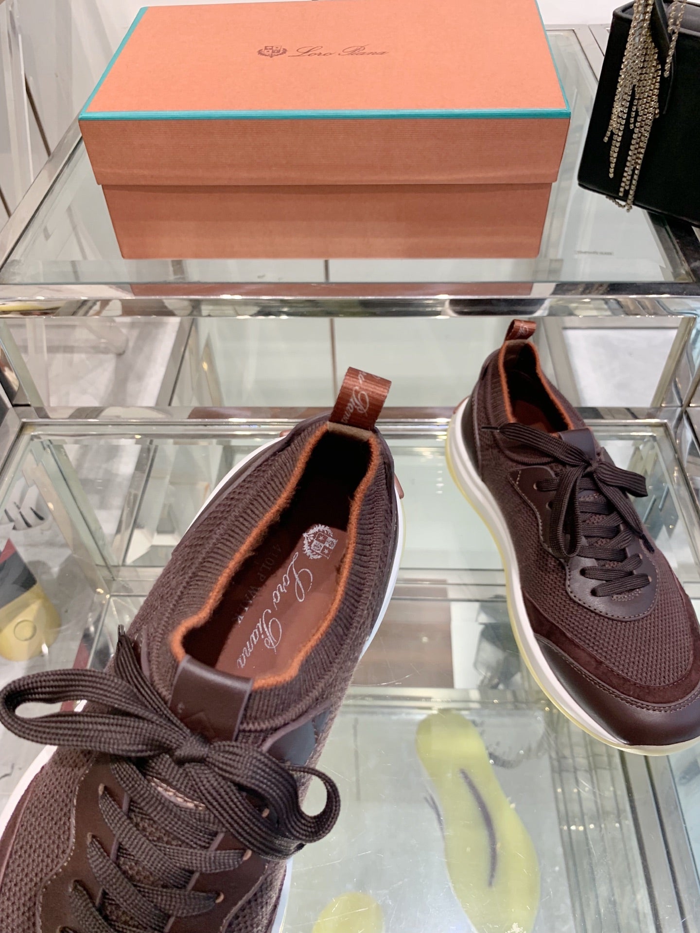 SNEAKER IN MAHOGANY RED CANVAS MIX SUEDE WITH LAMBSKIN