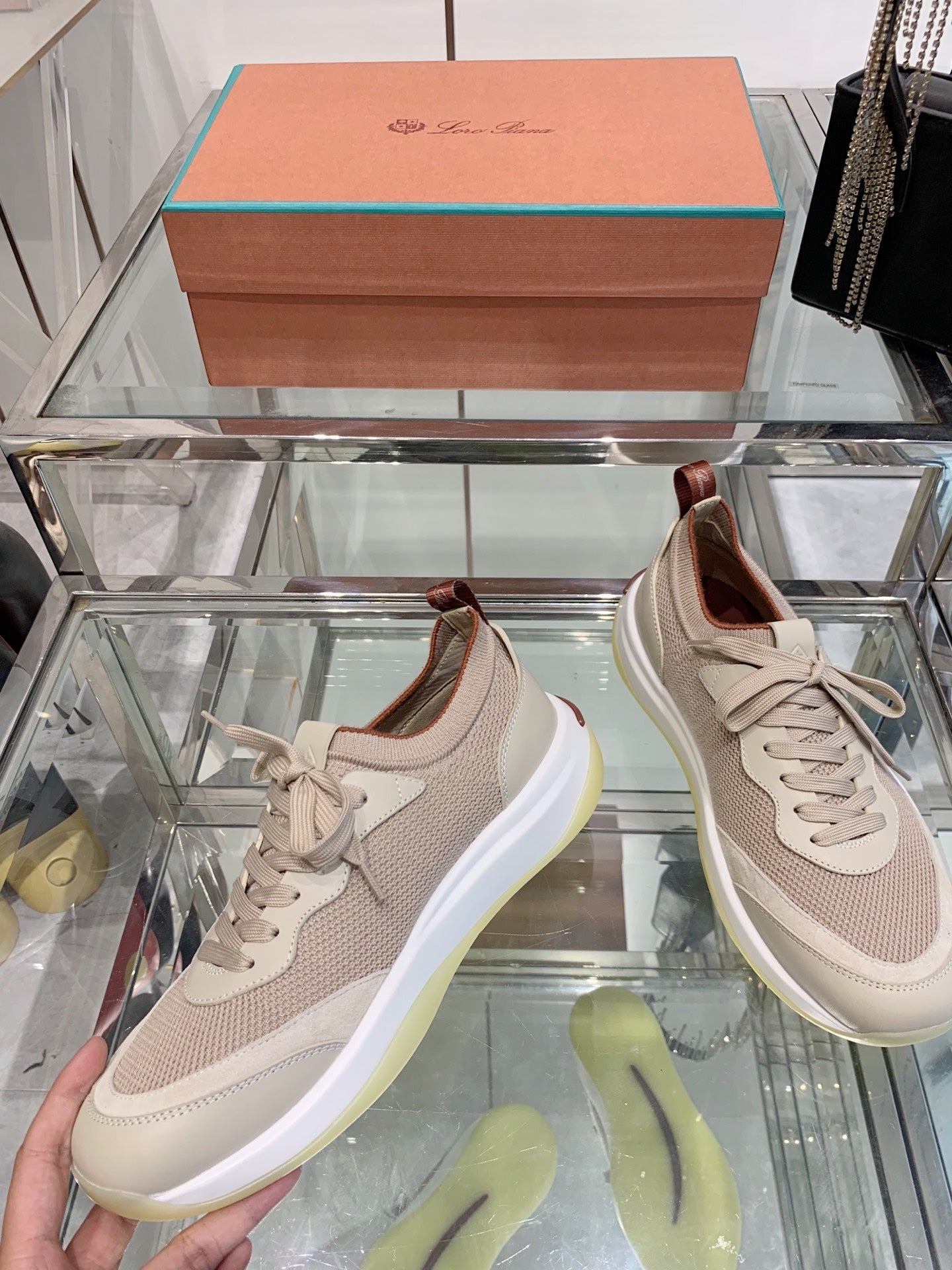 SNEAKER IN LIGHT PINK CANVAS MIX SUEDE WITH LAMBSKIN