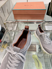 SNEAKER IN GRAY CANVAS MIX SUEDE WITH LAMBSKIN